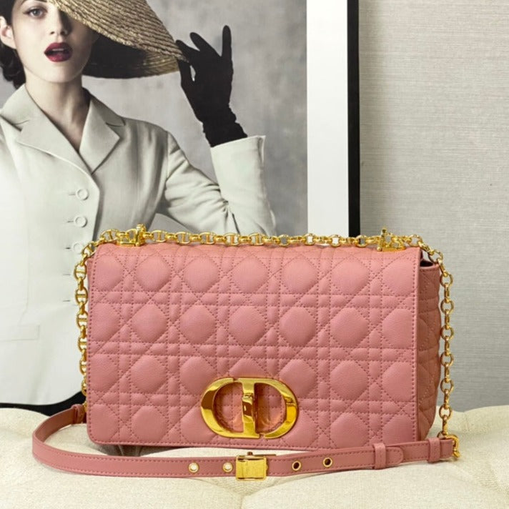 Luxury DiorLARGE CARO BAG 28 ANTIQUE PINK CALFSKIN
