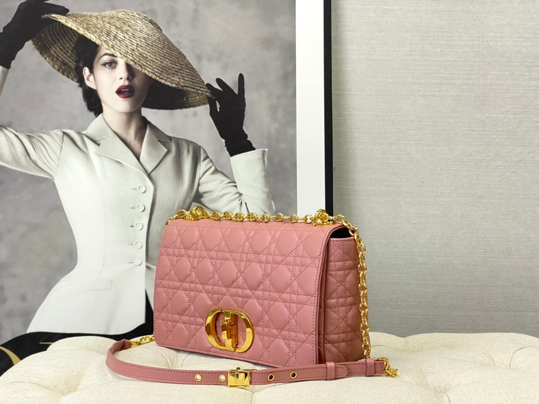 Luxury DiorLARGE CARO BAG 28 ANTIQUE PINK CALFSKIN