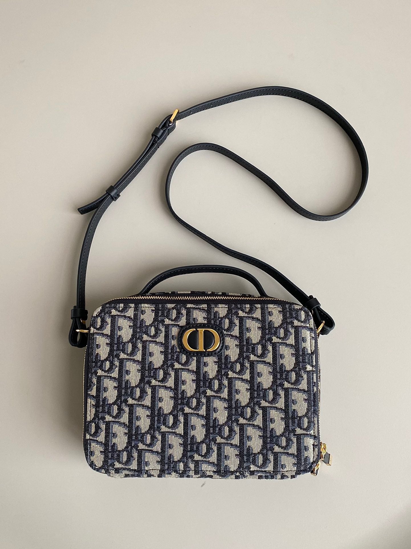 Luxury DiorCARO 18 CAMERA BAG IN BLUE OBLIQUE JACQUARD