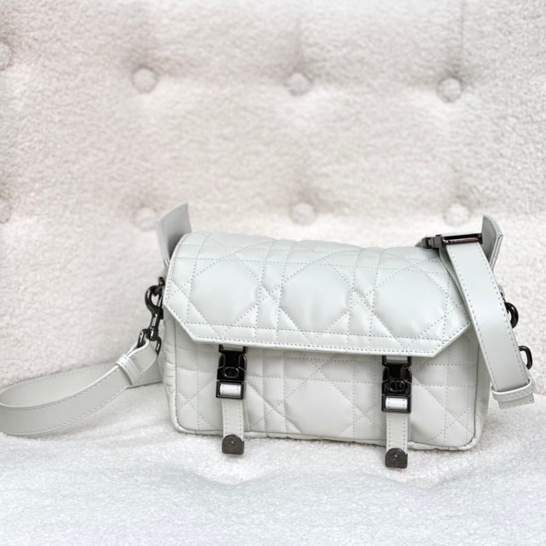 Luxury DiorSMALL  DIORCAMP BAG 23 IN WHITE CALFSKIN