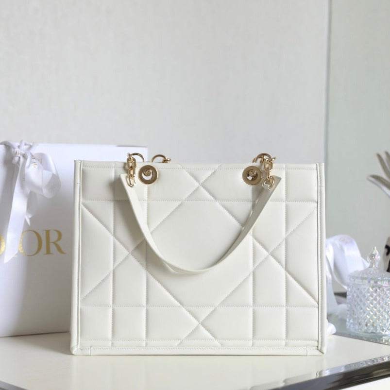 Luxury DiorLARGE TOTE BOOK 36 BAG IN WHITE CALFSKIN