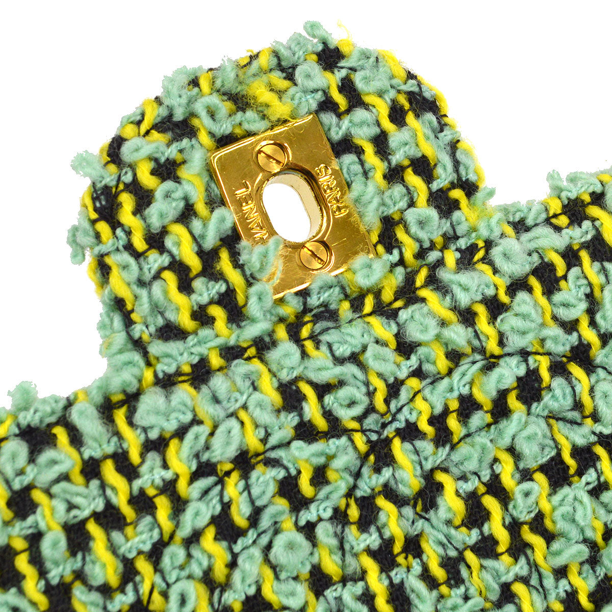 CHANEL * 1994 Classic Flap Handbag Medium Green Tweed 54084