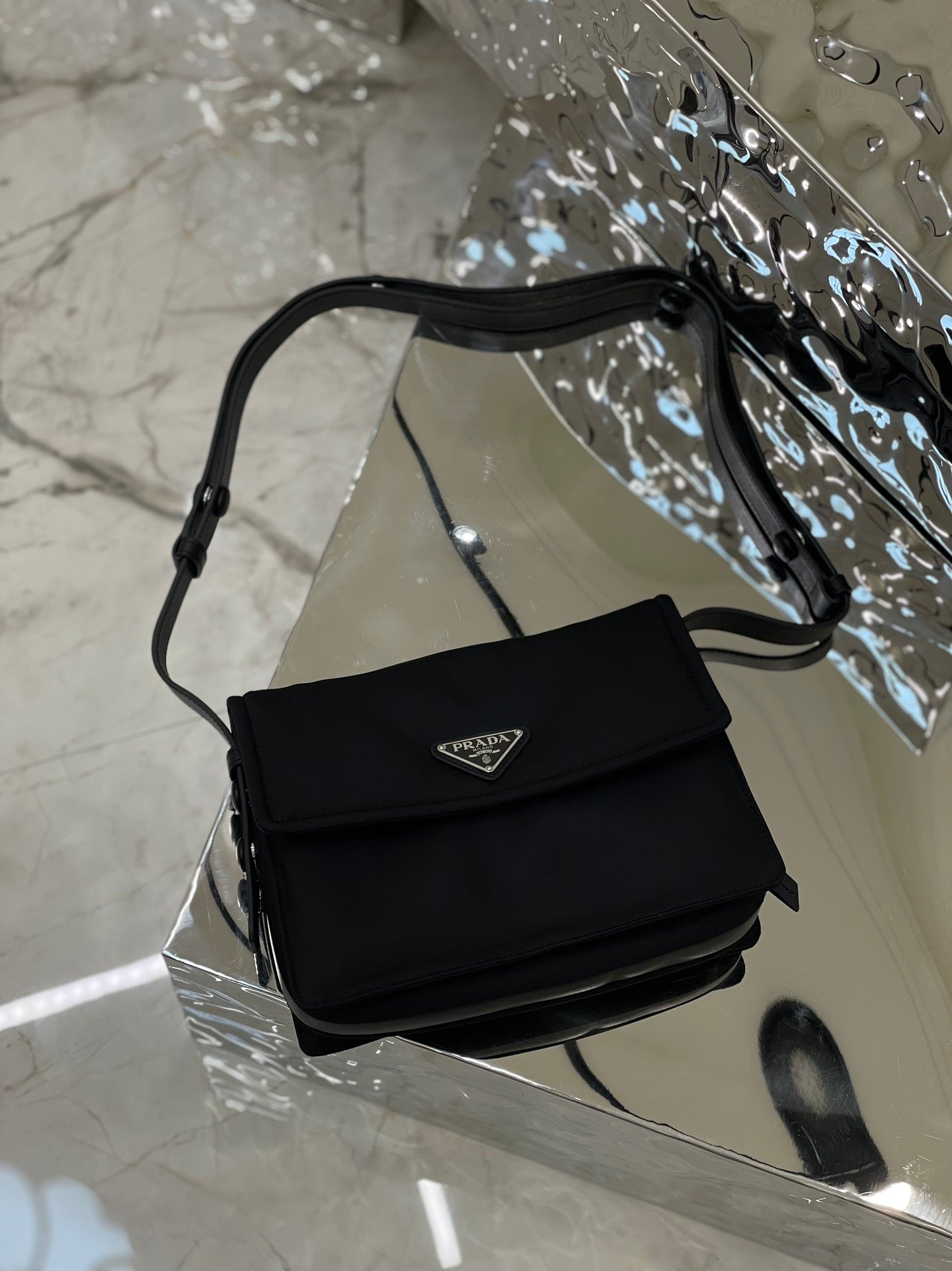 Luxury PradaCINI 23 MEDIUM BAG IN BLACK RE-NYLON WITH STRAP