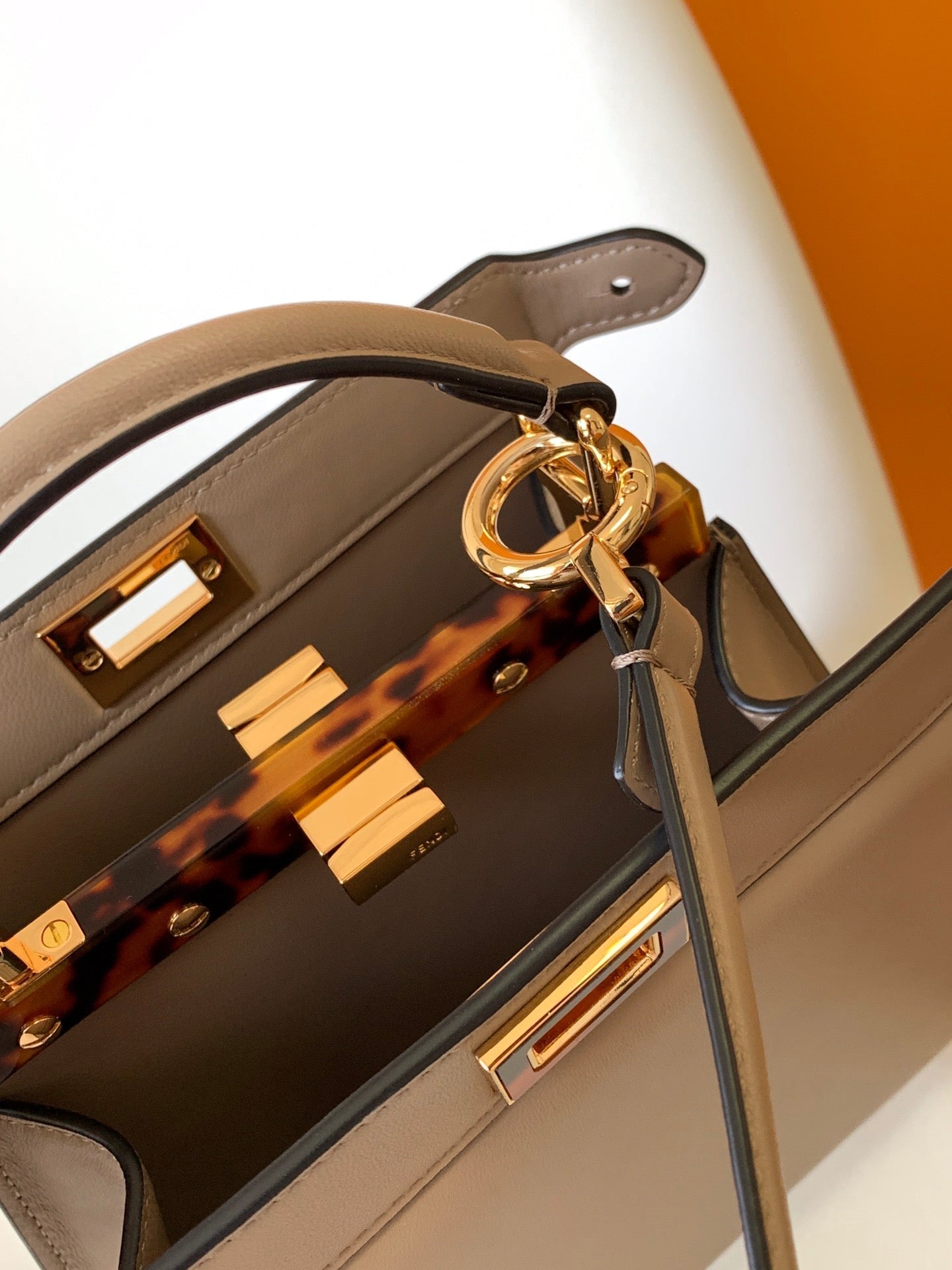 Luxury FendiPeekaboo ISeeU Petite 20 Bag Brown Lambskin Ghw