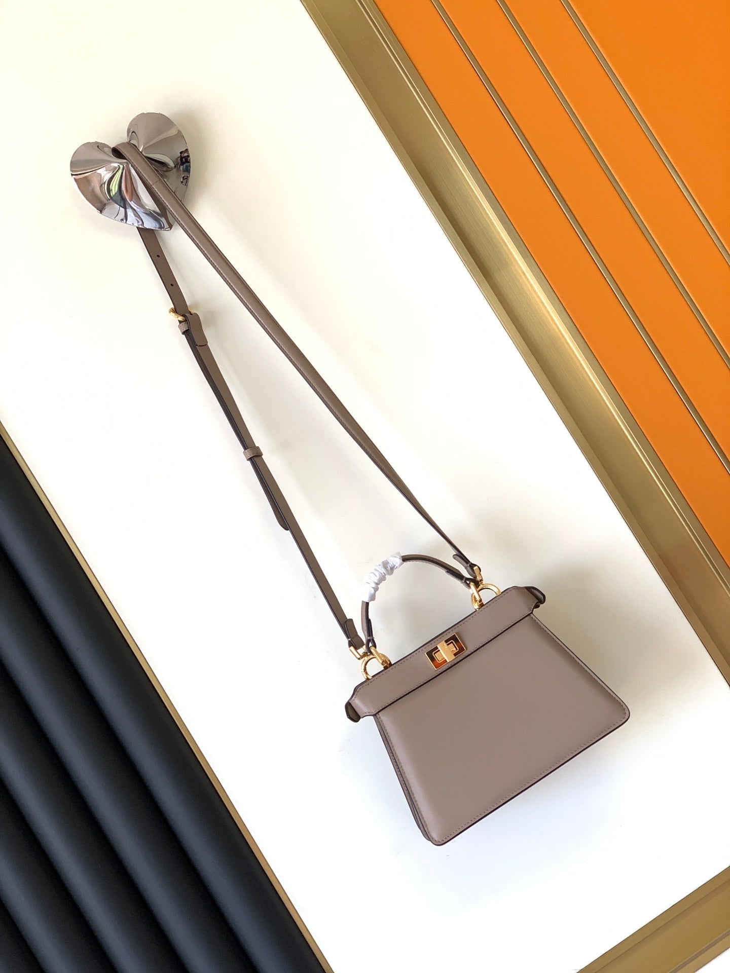 Luxury FendiPeekaboo ISeeU Petite 20 Bag Brown Lambskin Ghw