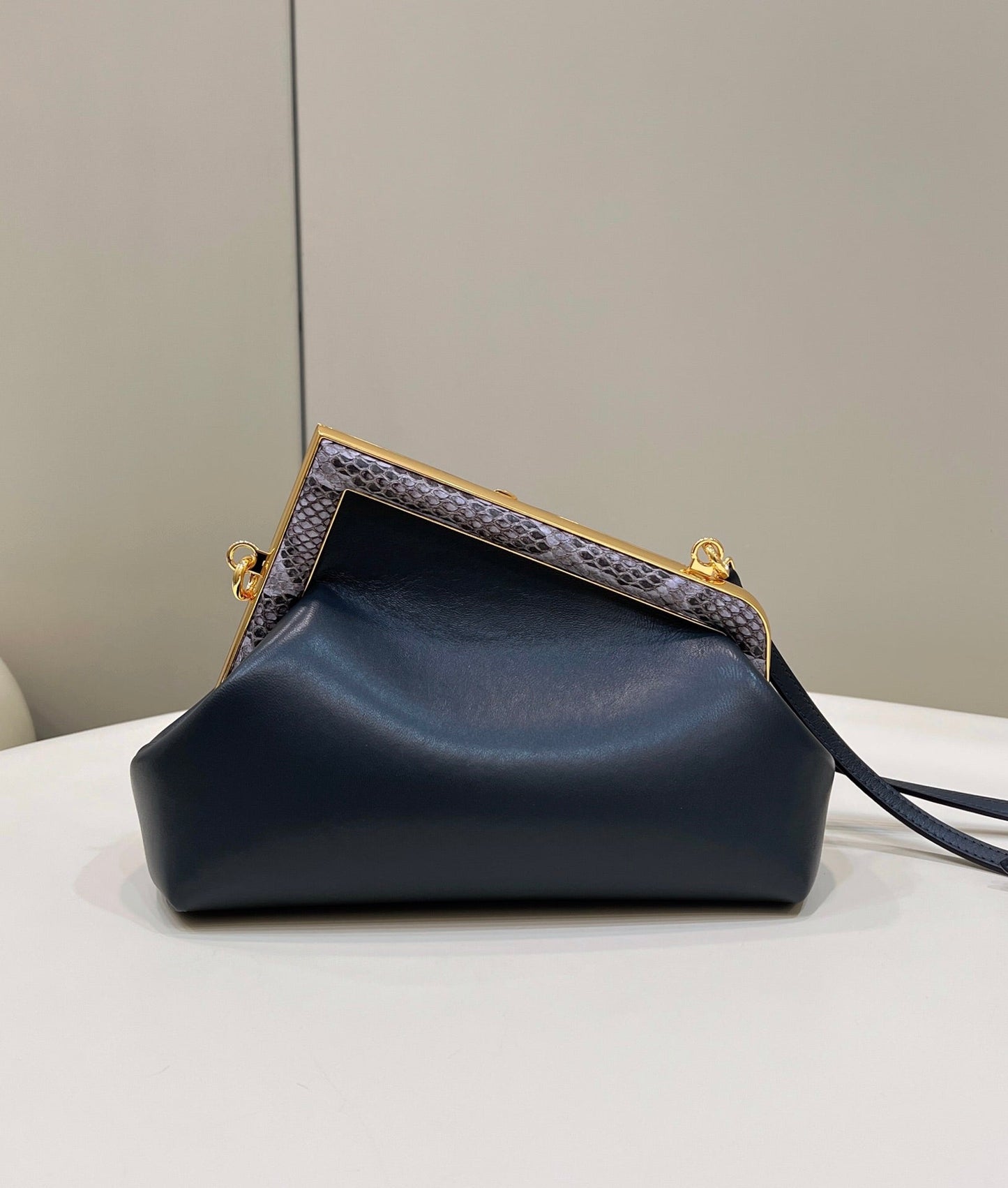 Luxury FendiLuxury FendiFIRST SMALL 26 BLACK LEATHER BAG WITH EXOTIC DETAILS