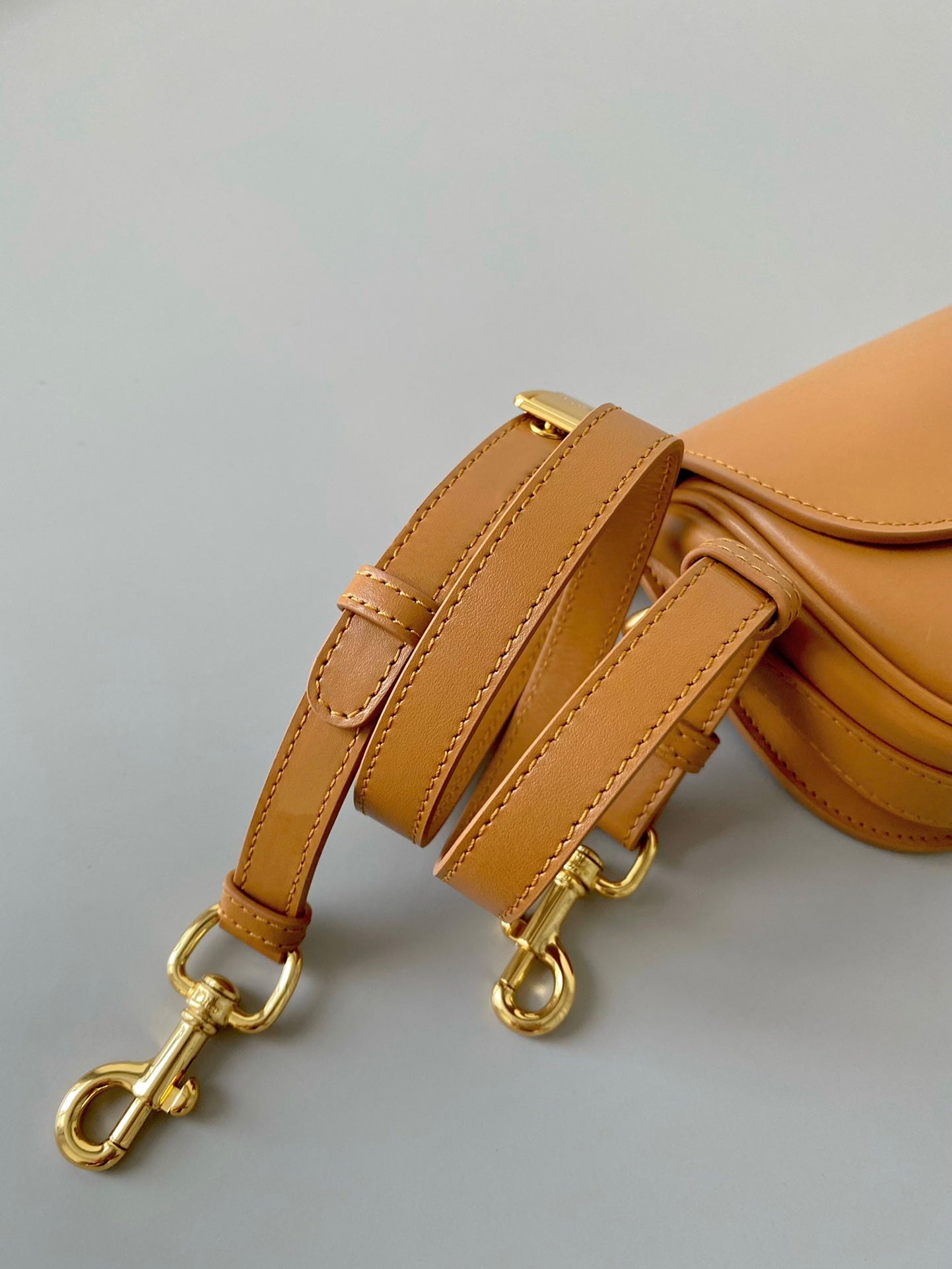Luxury Diormedium east west bobby 22cm brown calfskin ghw