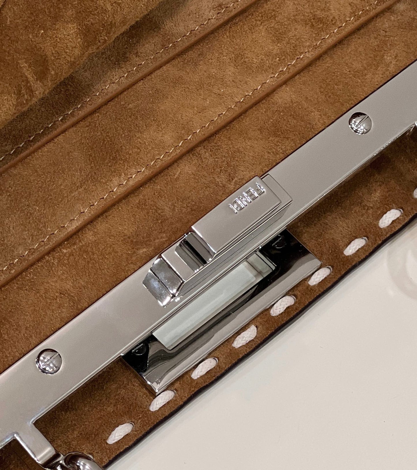 Luxury FendiPEEKABOO ISEEU 33 IN SEPIA BROWN SUEDE SILVER HARDWARE
