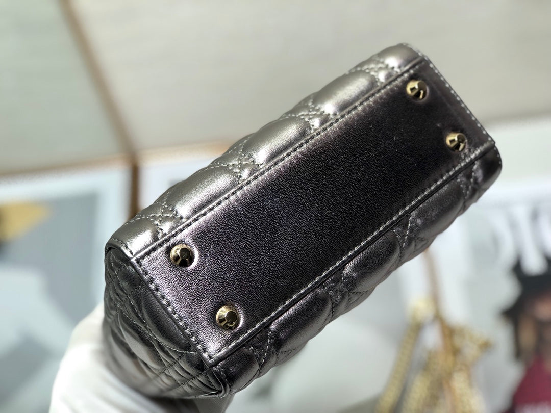 Luxury Diormini lady 17 dark purple metalic lambskin