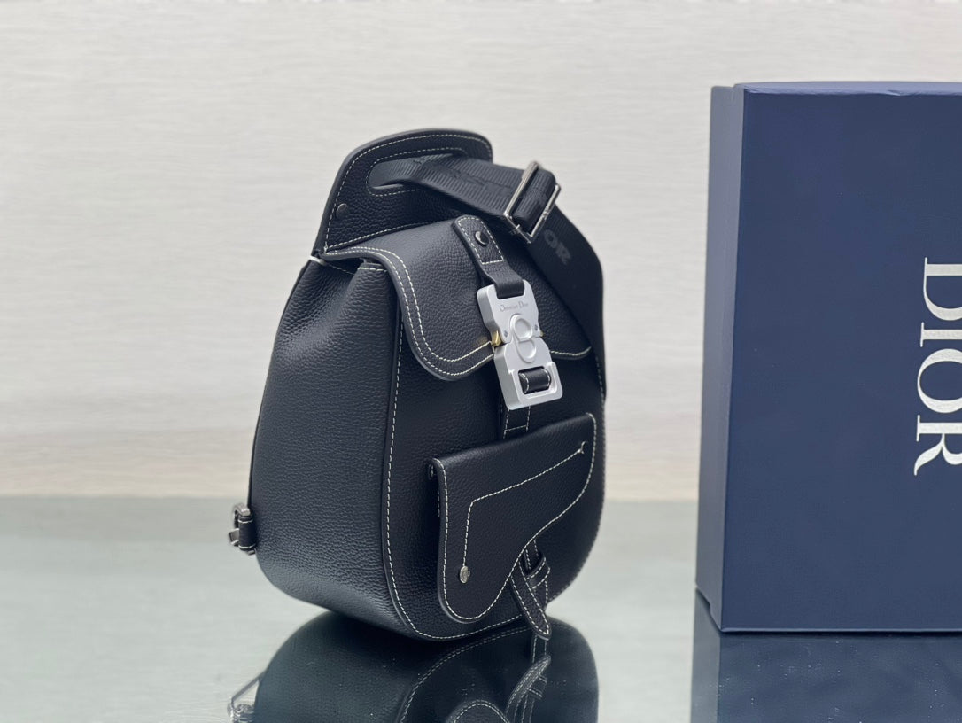 Luxury DiorGALLOP SLING BAG 27 IN BLACK CALFSKIN