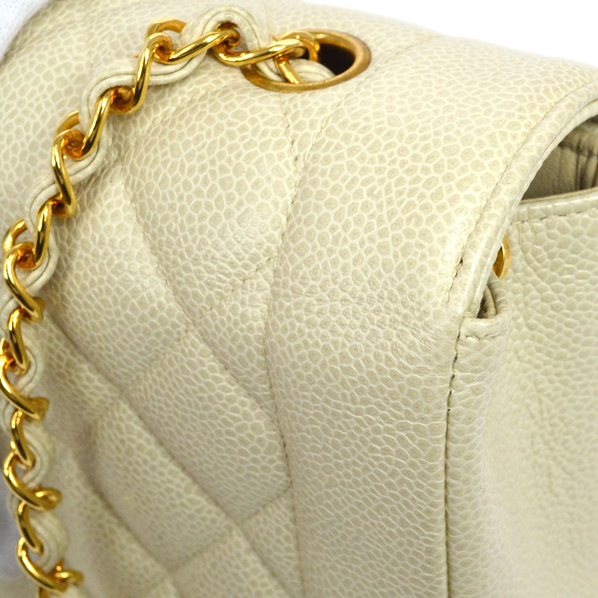 CHANEL 1994-1996 Diana Flap Medium Ivory Caviar 54876