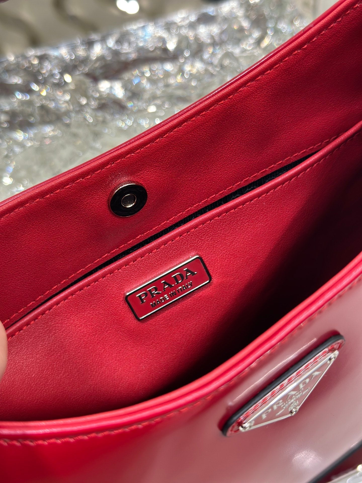 Luxury PradaCLEO 27 DARK RED BRUSHED LEATHER SHOULDER BAG