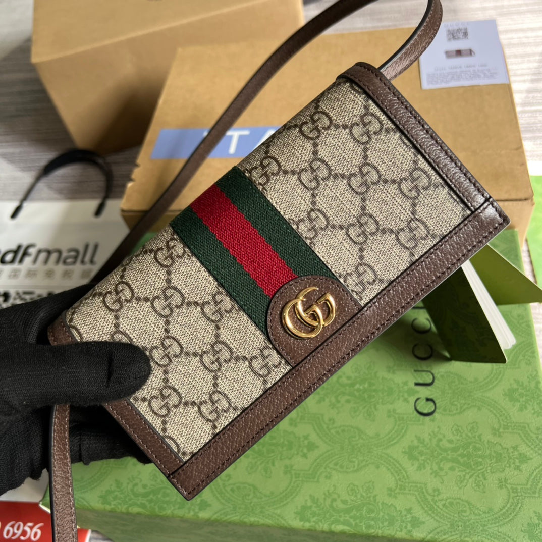 Luxury Gucci MINI 19 OPHIDIA BAG IN BROWN CALFSKIN AND BEIGE CANVAS