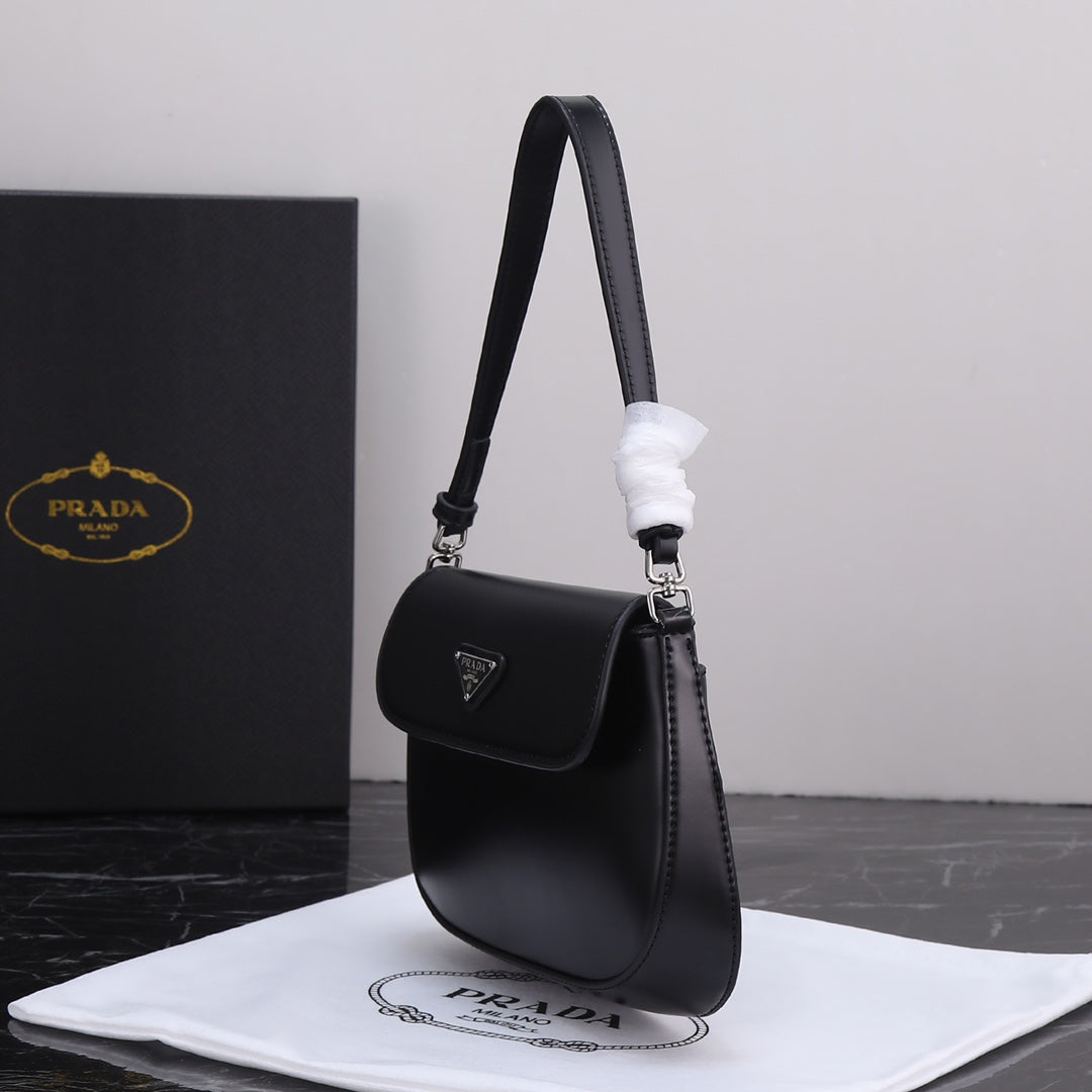 Luxury Prada23 BAG IN BLACK CALFSKIN SILVER HARDWARE