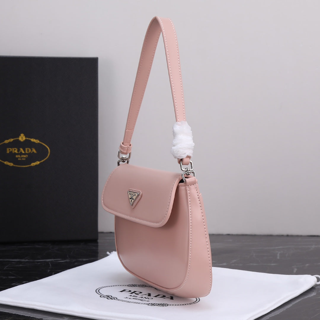 Luxury Prada23 BAG IN LIGHT PINK CALFSKIN SILVER HARDWARE