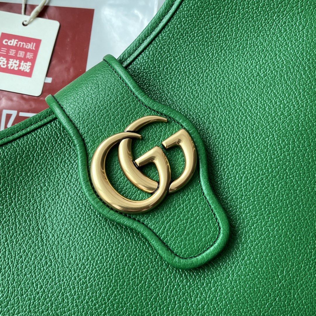 Luxury Gucci MEDIUM SHOULDER BAG 39 IN GREEN CALFSKIN GOLD HARDWARE