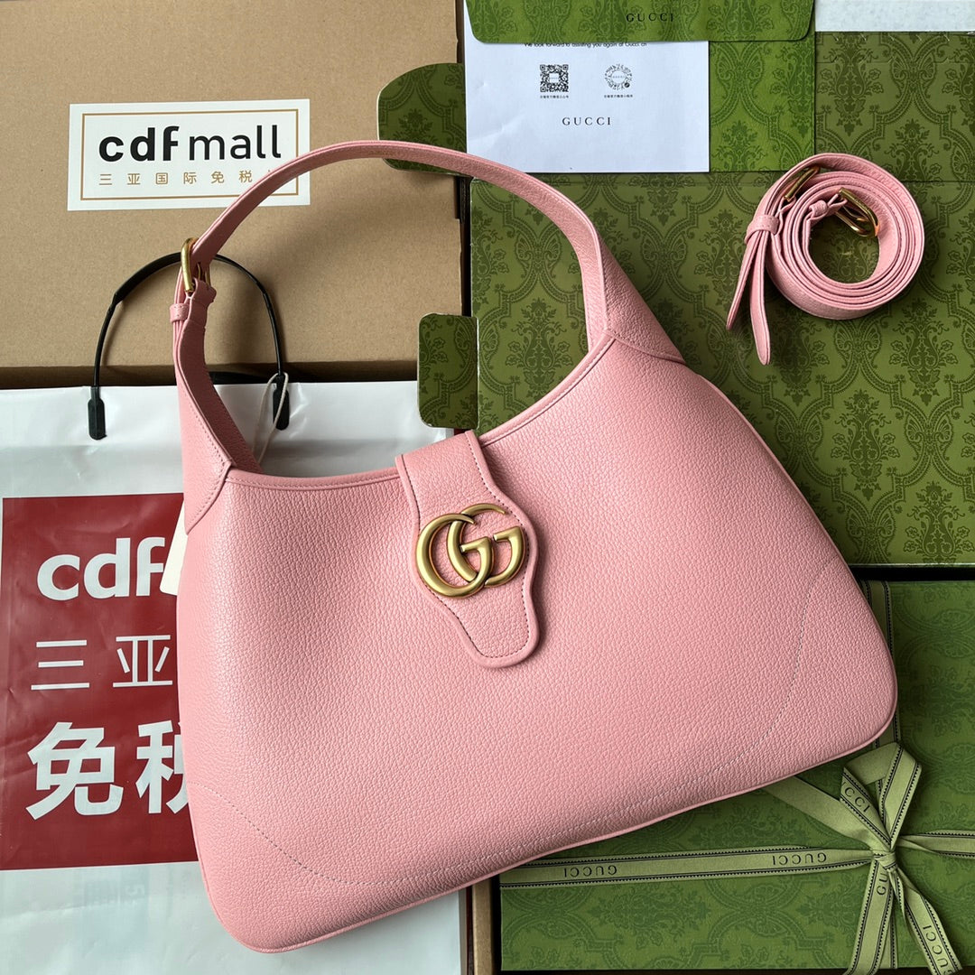 Luxury Gucci MEDIUM SHOULDER BAG 39 IN LIGHT PINK CALFSKIN GOLD HARDWARE
