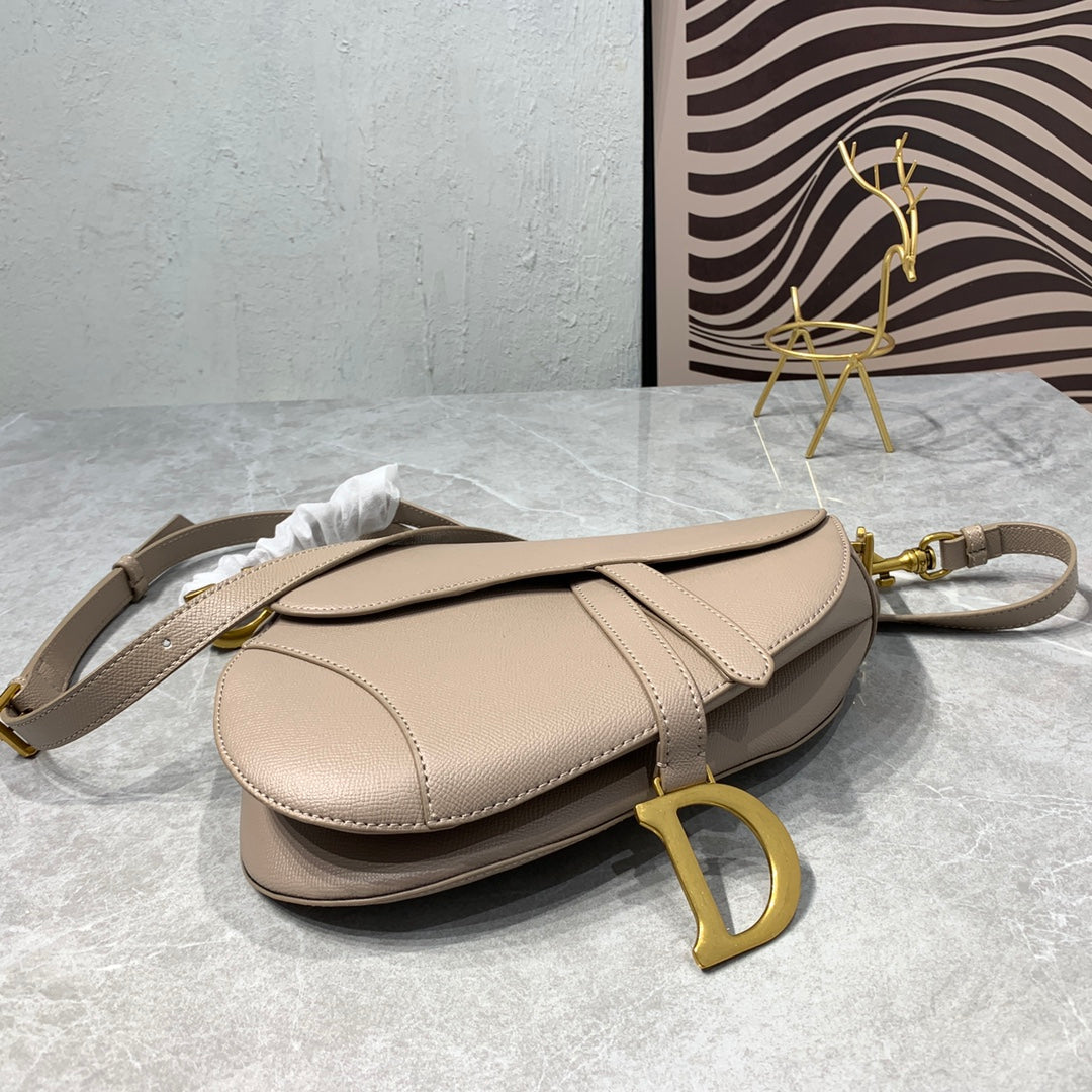 Luxury DiorSaddle Bag Strap Warm Taupe Grained Brown Calfskin