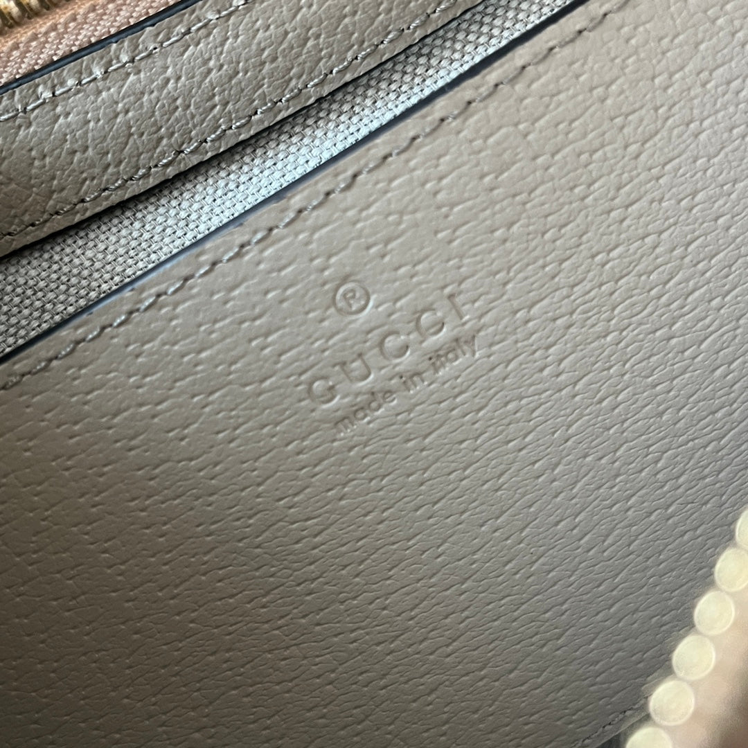 Luxury Gucci OPHIDIA SMALL SHOULDER BAG 25 IN WHITE CANVAS AND OAT LAMBSKIN GOLD HARDWARE