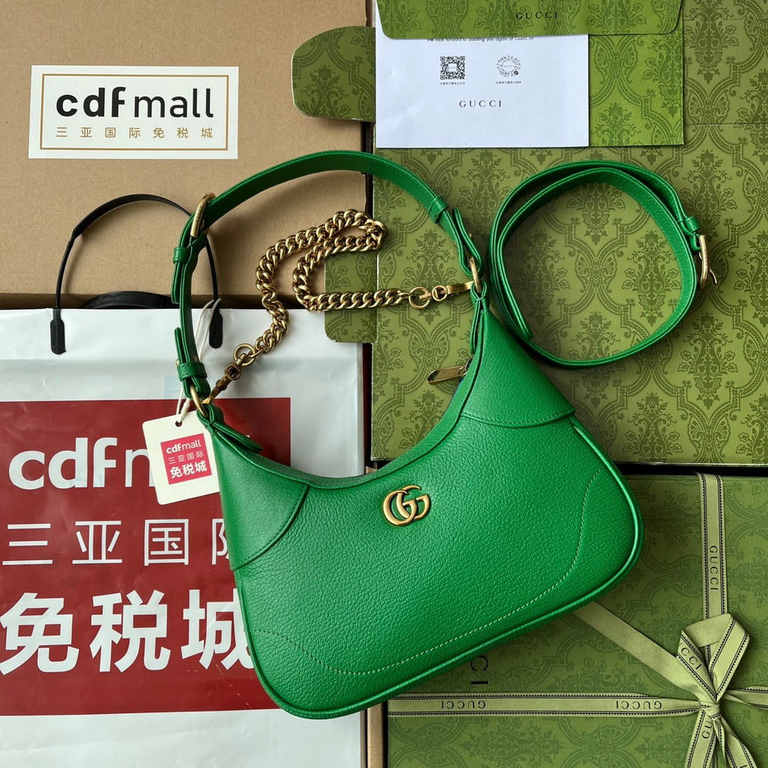 Luxury Gucci SHOULDER BAG 25 IN GREEN CALFSKIN GOLD HARDWARE