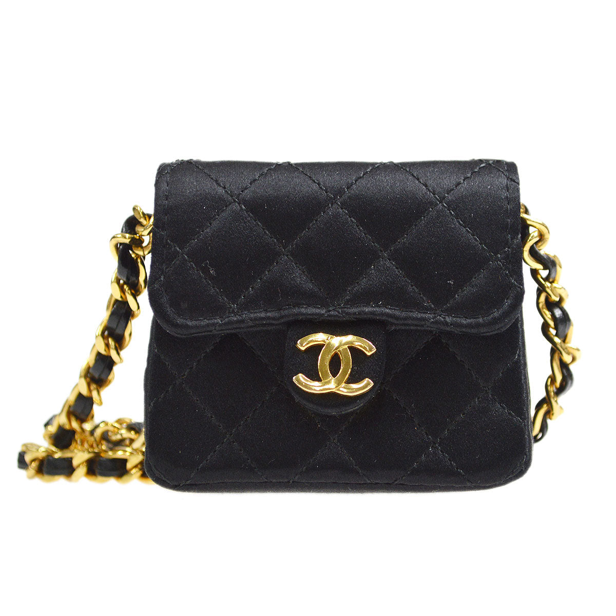 CHANEL Classic Flap Micro Black Satin 55238
