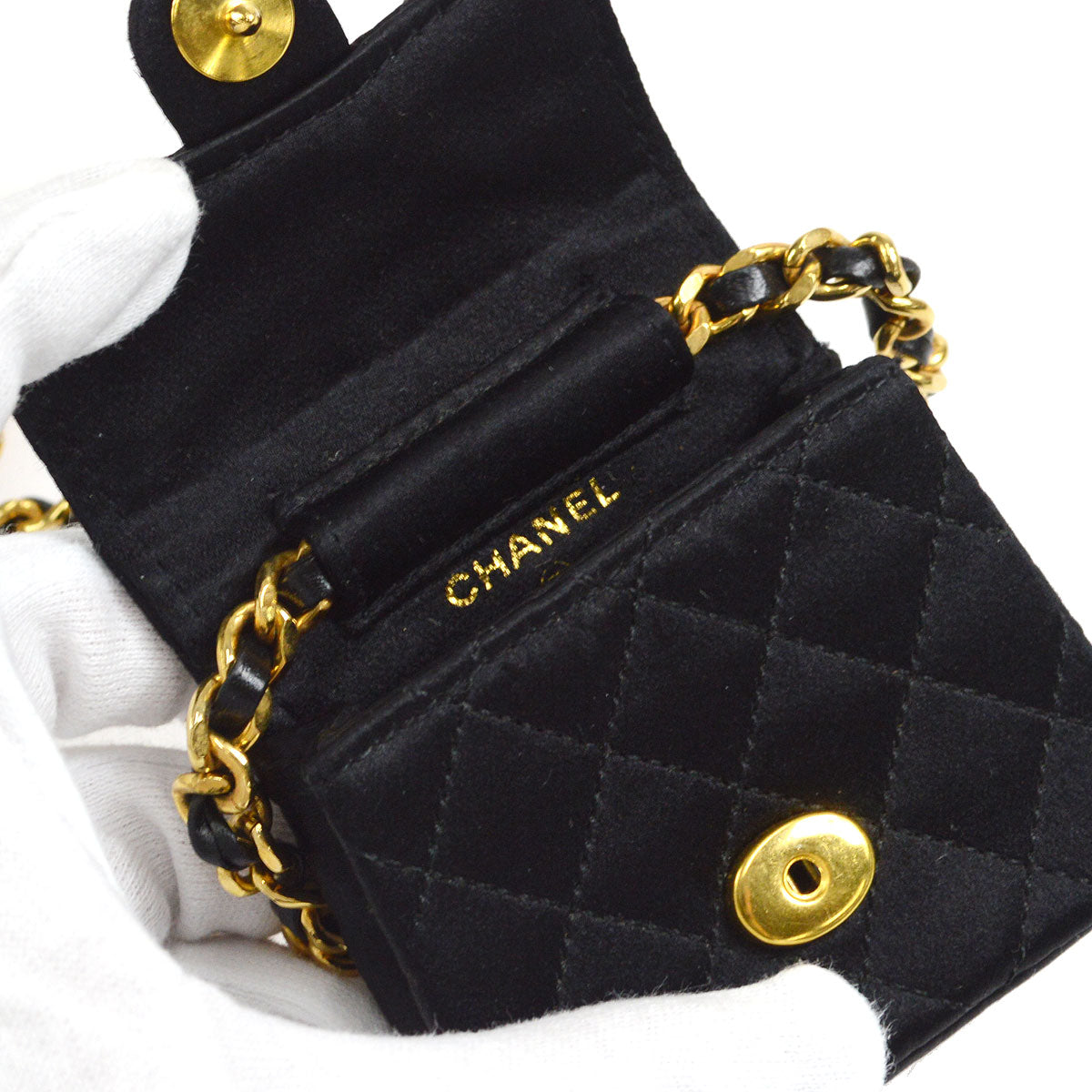 CHANEL Classic Flap Micro Black Satin 55238