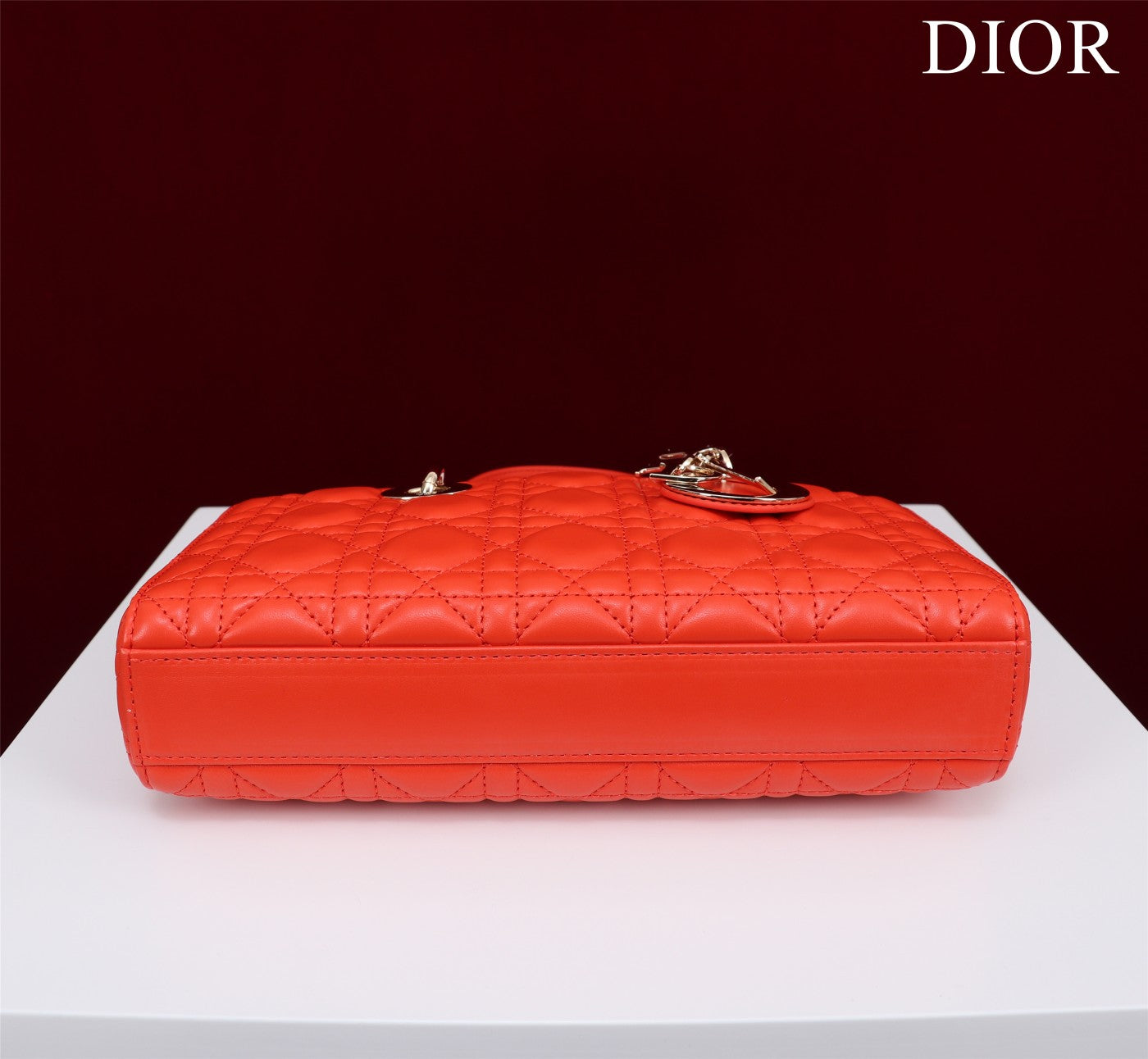 Luxury Diormedium lady d-joy 26 red lambskin