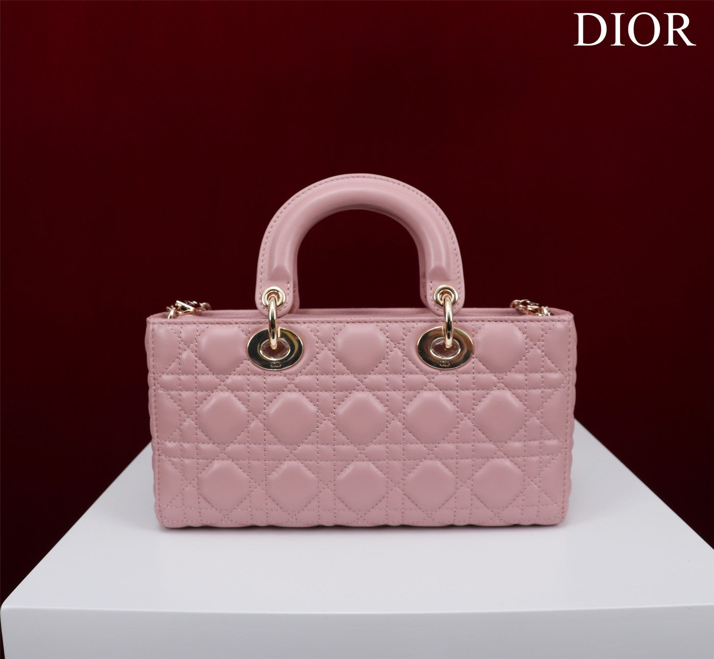 Luxury Diormedium lady d-joy 26 antique pink lambskin