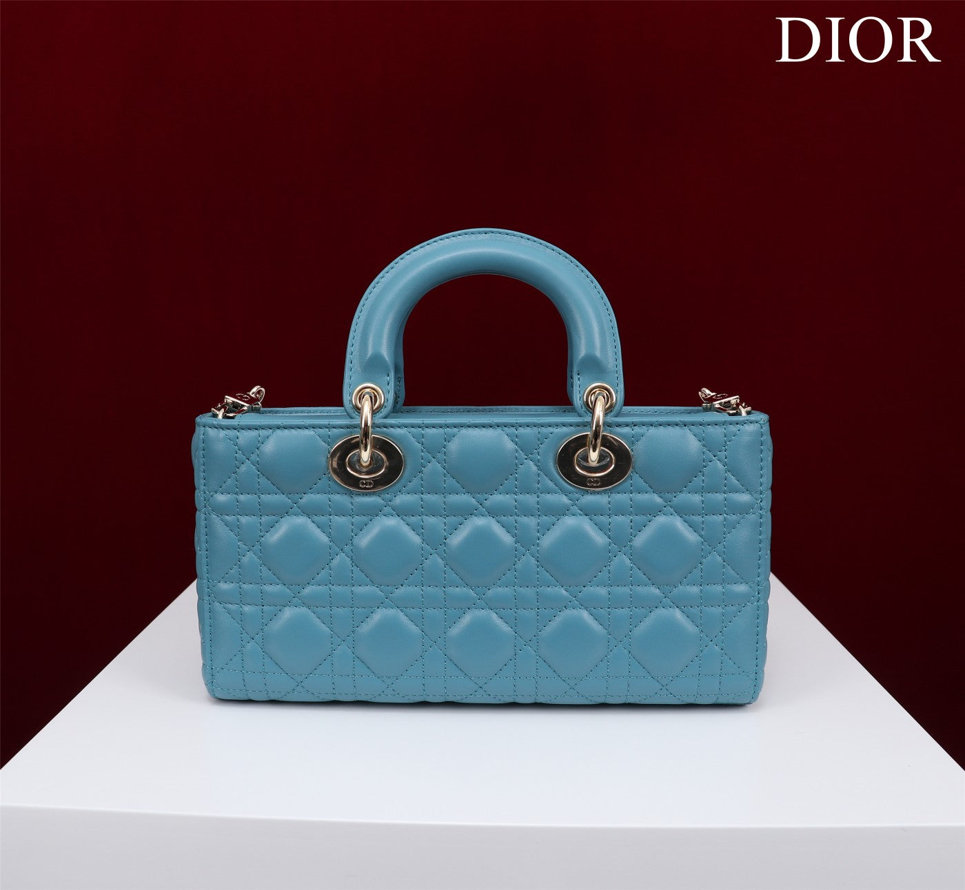 Luxury Diormedium lady d-joy 26 cerulean lambskin