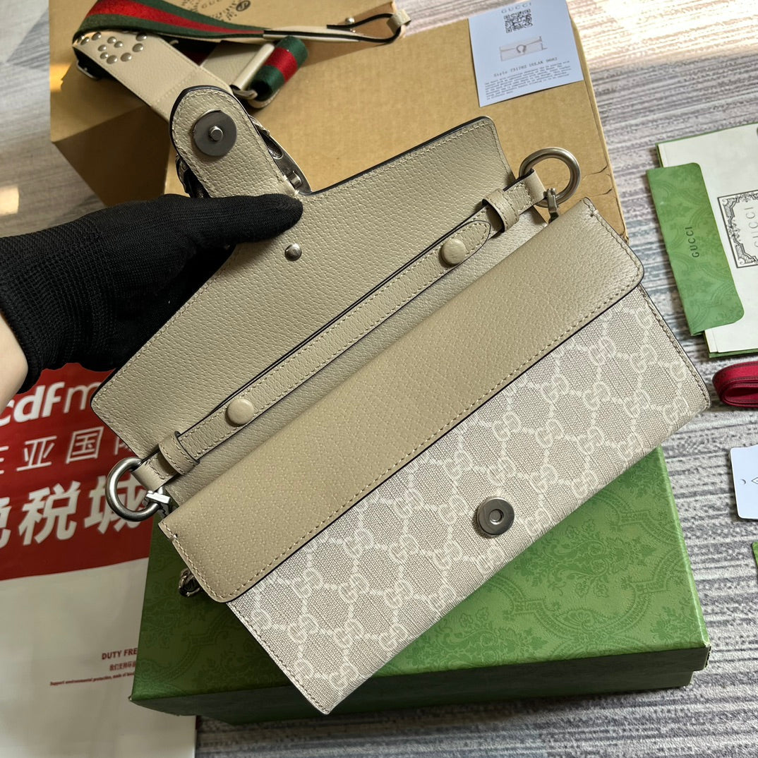 Luxury Gucci DIONYSUS GG 25 SMALL RECTANGULAR BAG IN BEIGE CANVAS