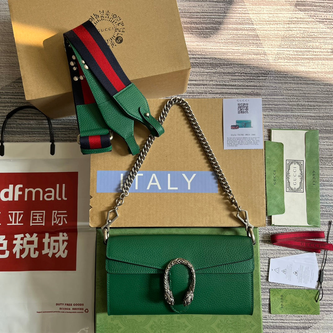 Luxury Gucci DIONYSUS SMALL 25 BAG IN EMERALD GREEN CALFSKIN