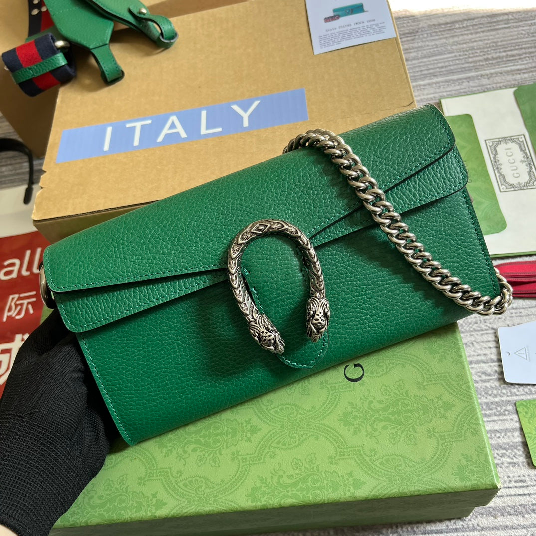 Luxury Gucci DIONYSUS SMALL 25 BAG IN EMERALD GREEN CALFSKIN
