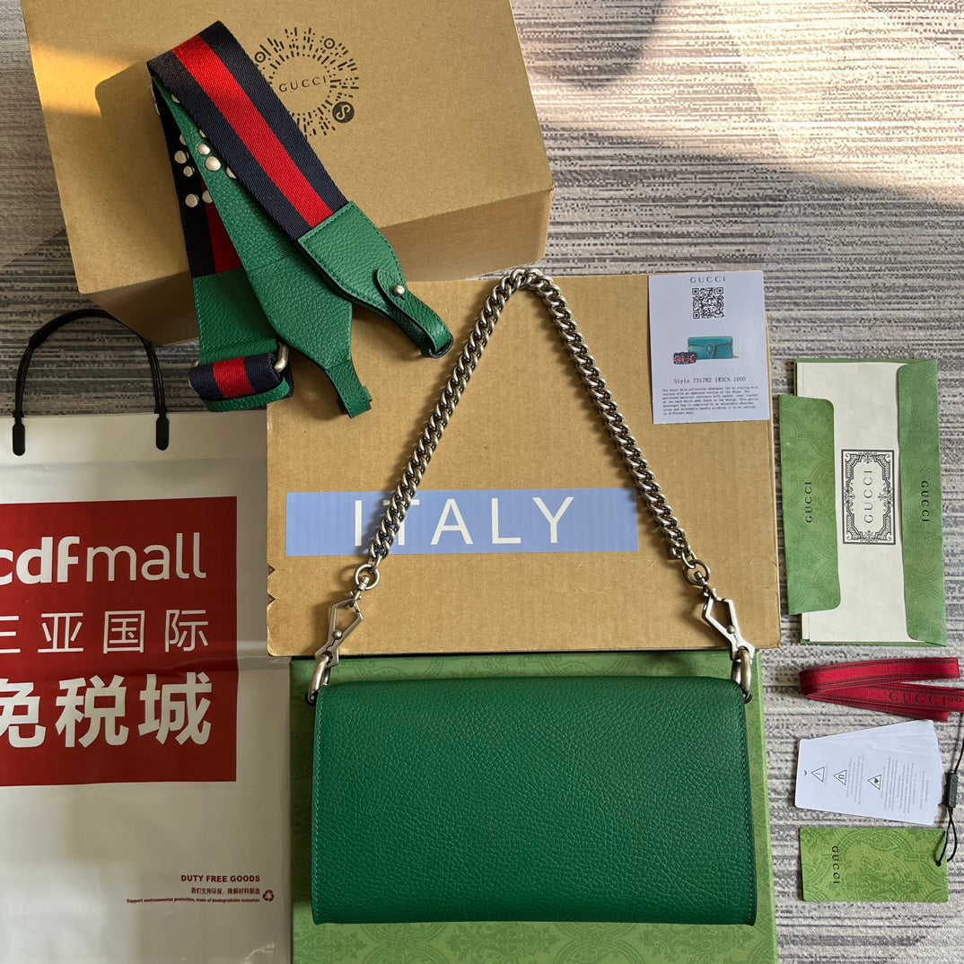 Luxury Gucci DIONYSUS SMALL 25 BAG IN EMERALD GREEN CALFSKIN