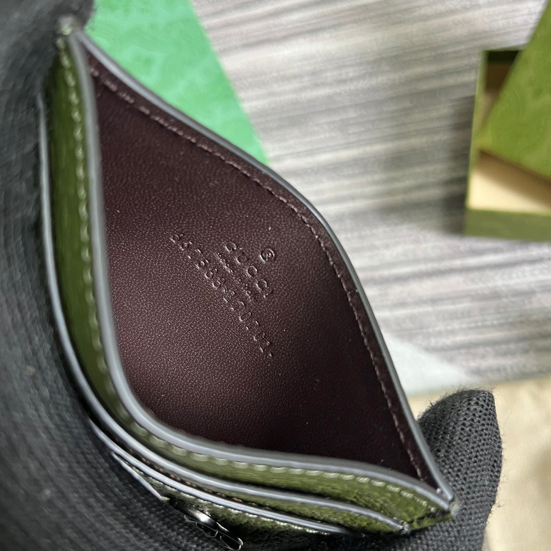 Luxury Gucci MARMONT CARD HOLDER 11 IN ARMY GREEN LAMBSKIN