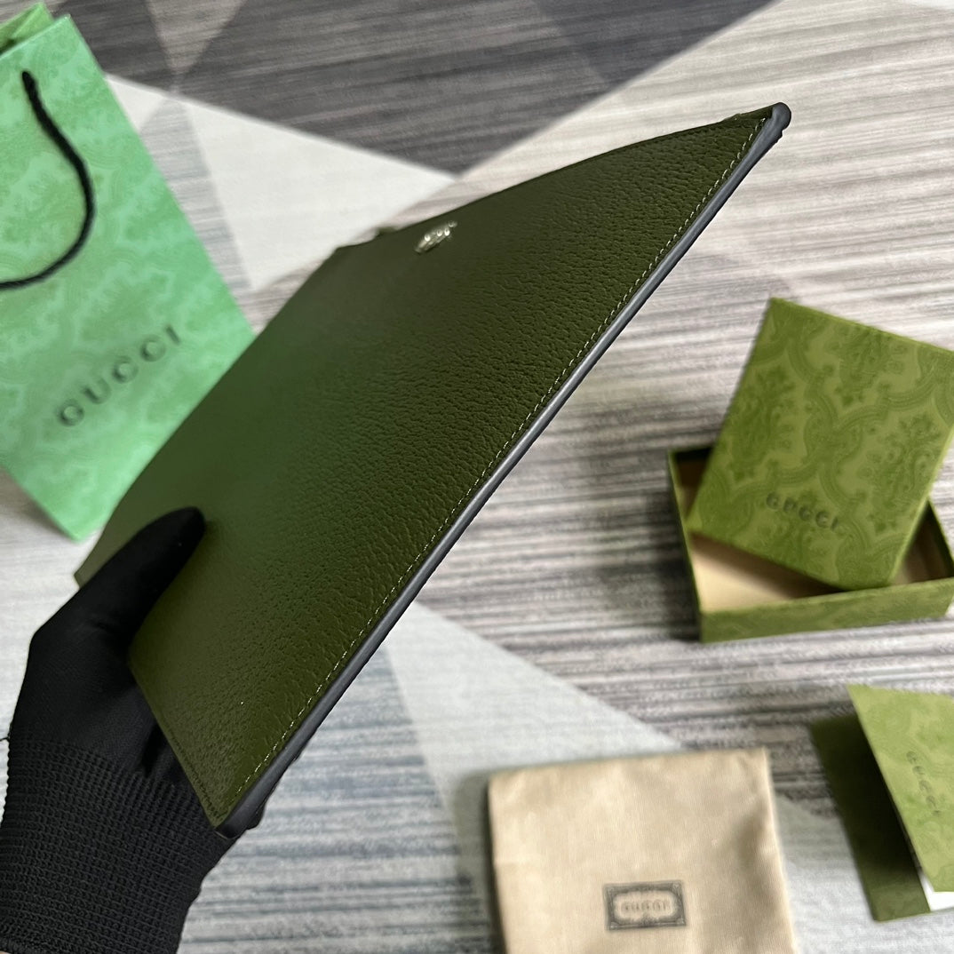 Luxury Gucci MARMONT POUCH 30 IN ARMY GREEN LAMBSKIN
