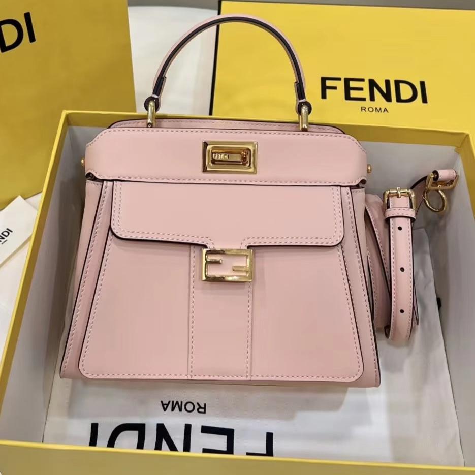 Luxury FendiLuxury FendiPEEKABOO MINI 23 BAG IN LIGHT PINK CALFSKIN WITH GOLD HARDWARE