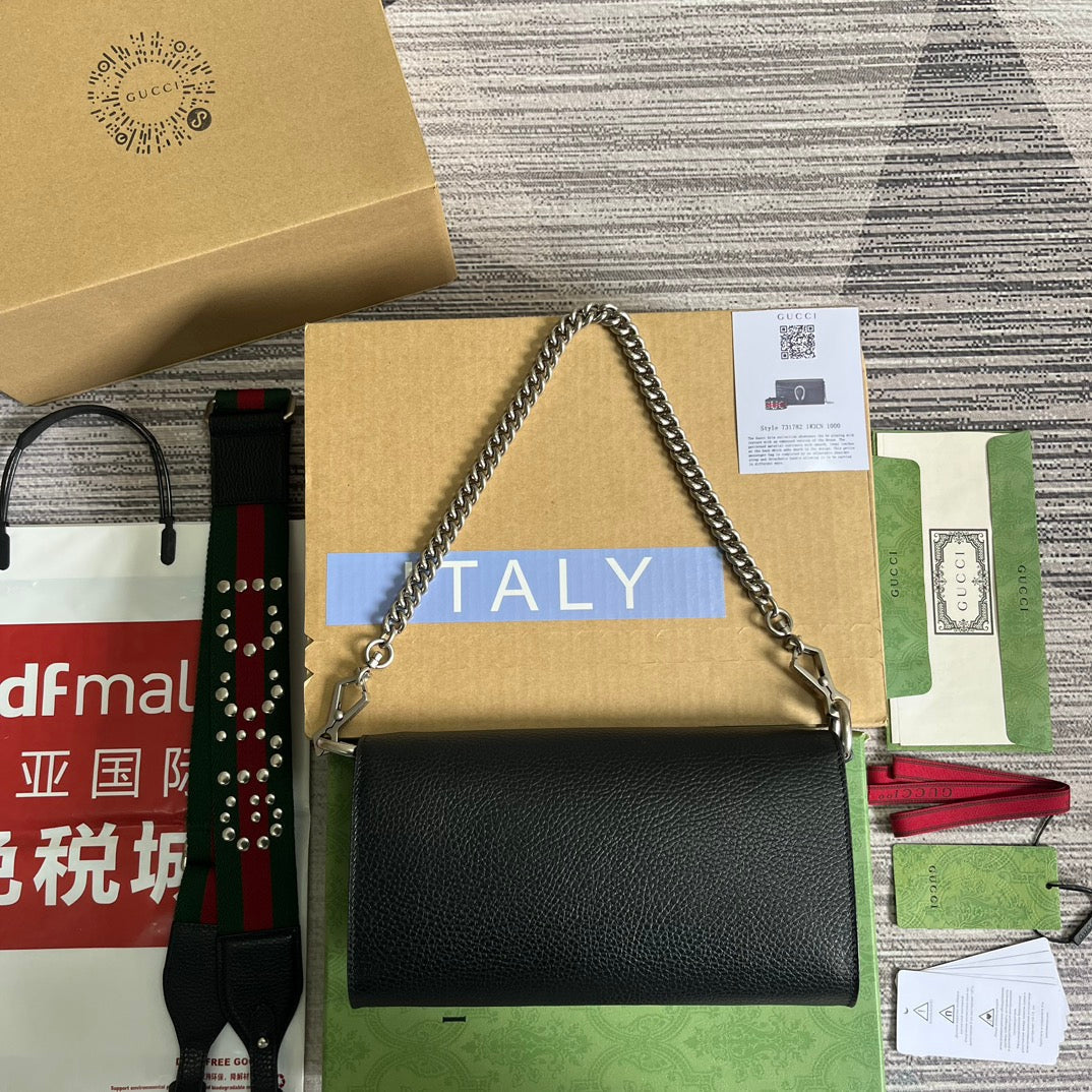 Luxury Gucci DIONYSUS SMALL 25 BAG IN BLACK CALFSKIN