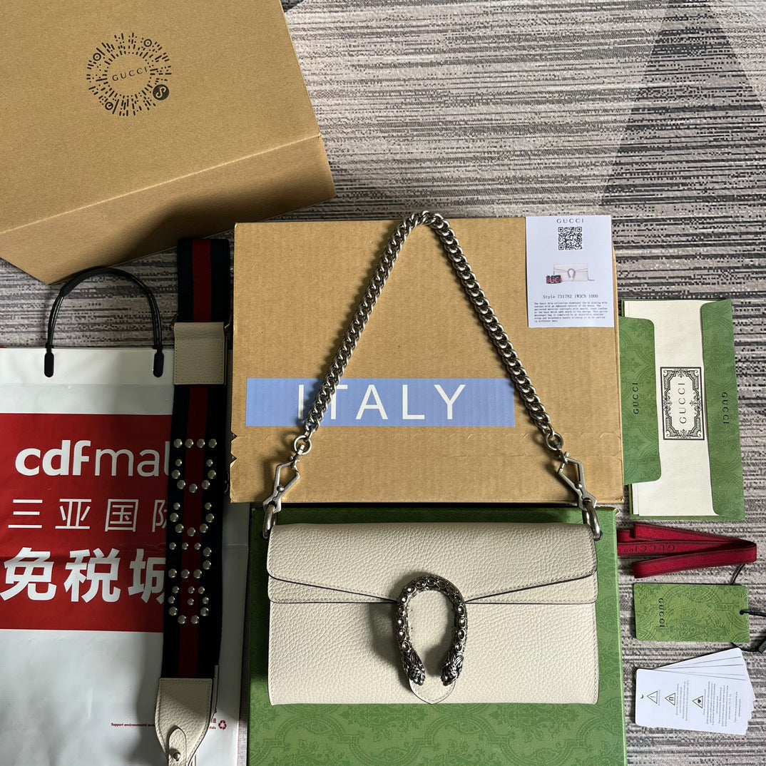 Luxury Gucci DIONYSUS SMALL 25 BAG IN WHITE CALFSKIN