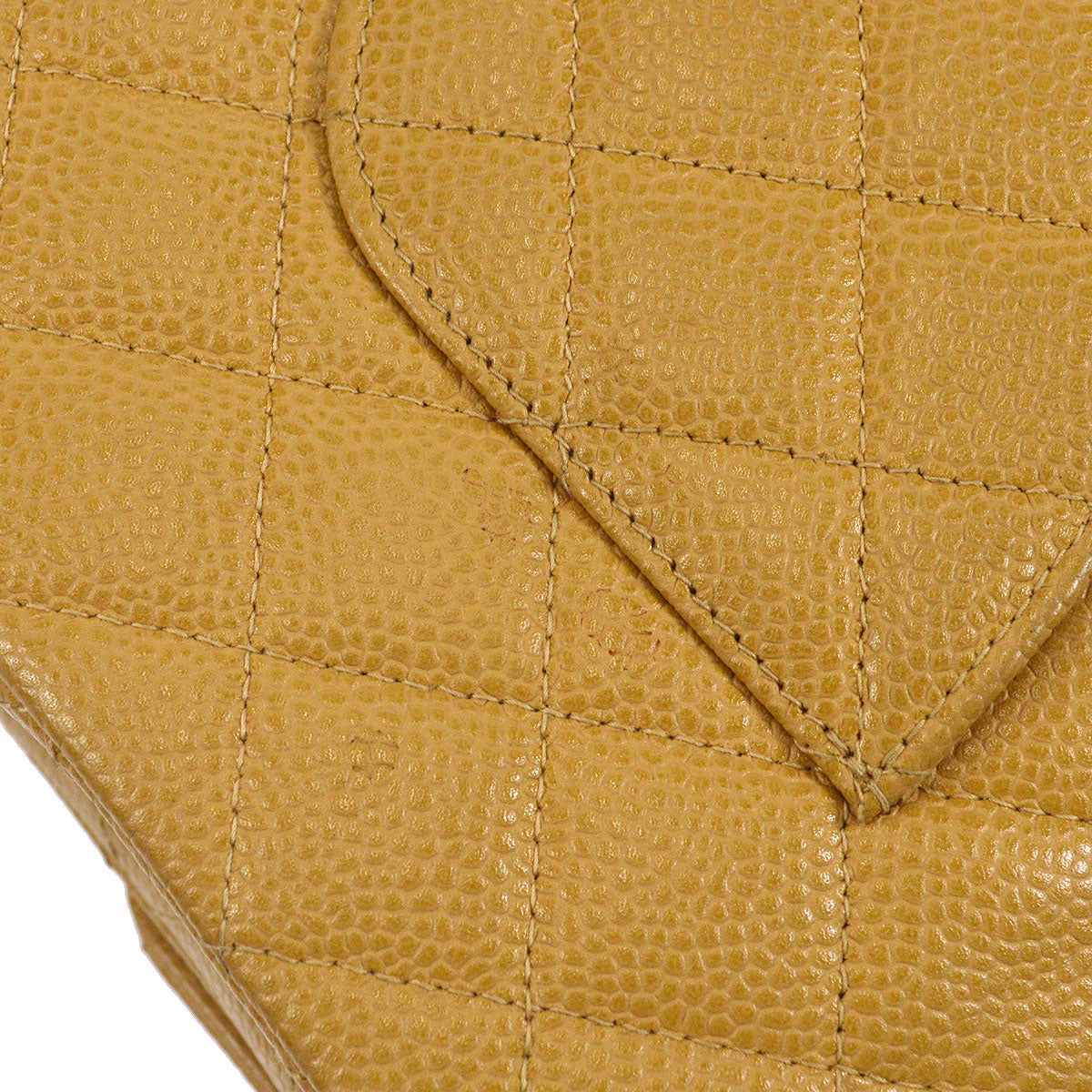 CHANEL 2000-2001 Classic Double Flap Medium SHW Beige Caviar 46370
