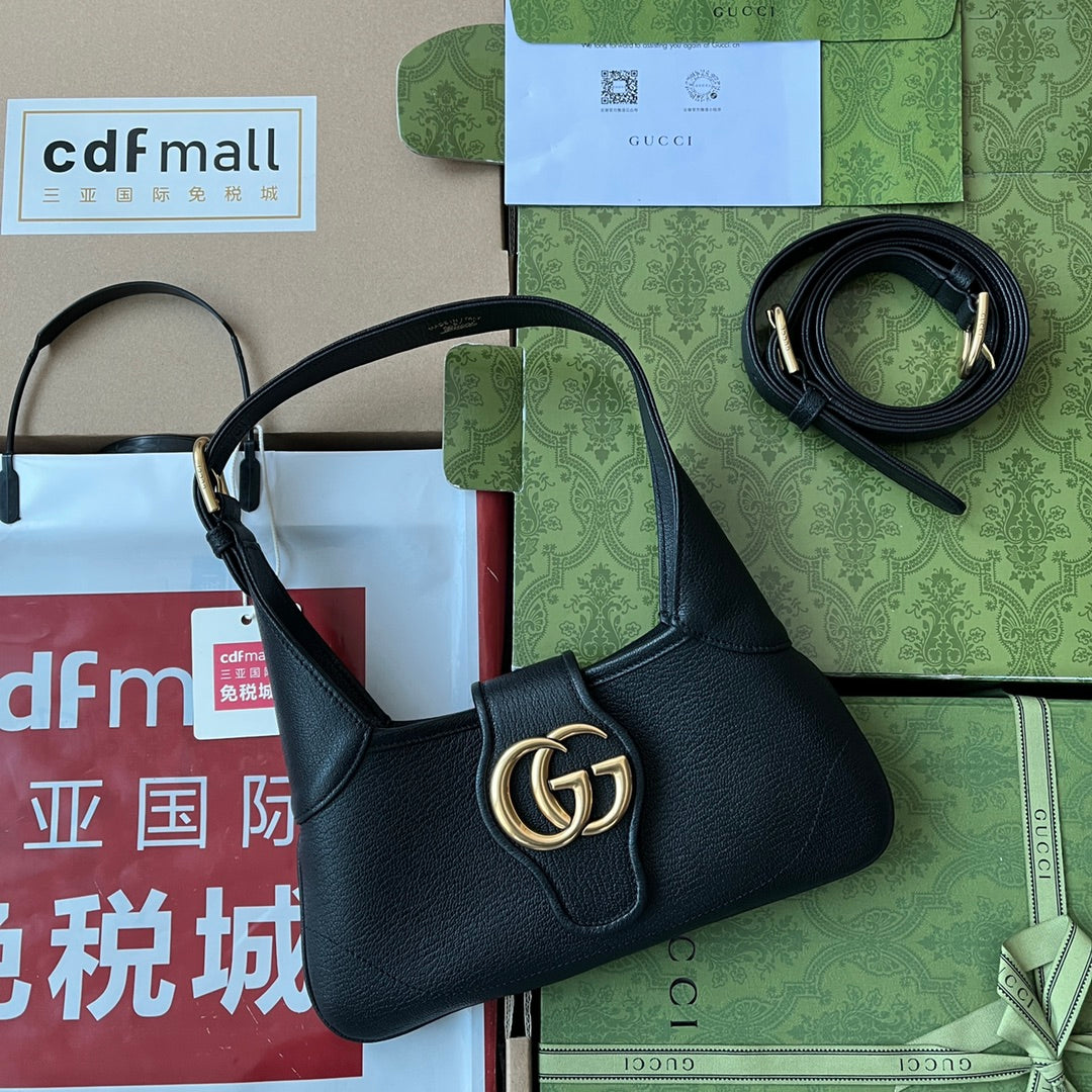 Luxury Gucci APHRODITE SMALL SHOULDER BAG 27 IN BLACK CALFSKIN GOLD HARDWARE