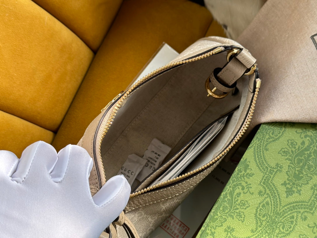 Luxury Gucci OPHIDIA GG SMALL 25 HANDBAG BEIGE AND WHITE SUPREME CANVAS