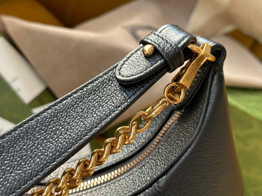 Luxury Gucci SHOULDER BAG 25 IN BLACK LAMBSKIN GOLD HARDWARE