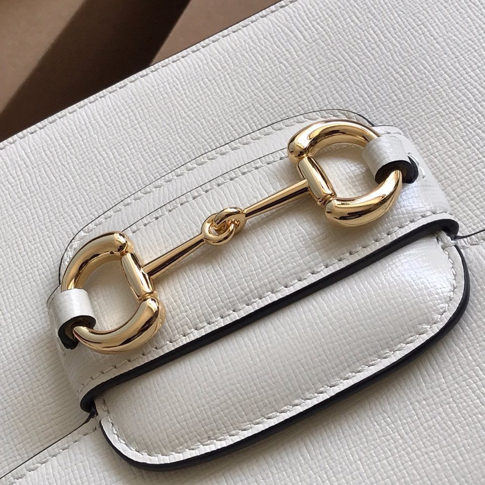 Luxury Gucci GG HORSEBIT 1955 MINI BAG 25 IN WHITE CALFSKIN