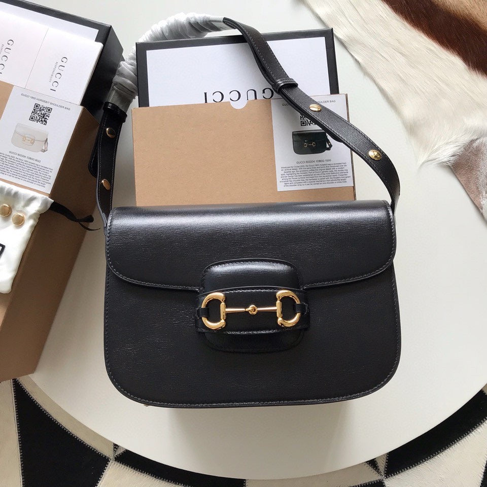 Luxury Gucci GG HORSEBIT 1955 MINI BAG 25 IN BLACK CALFSKIN