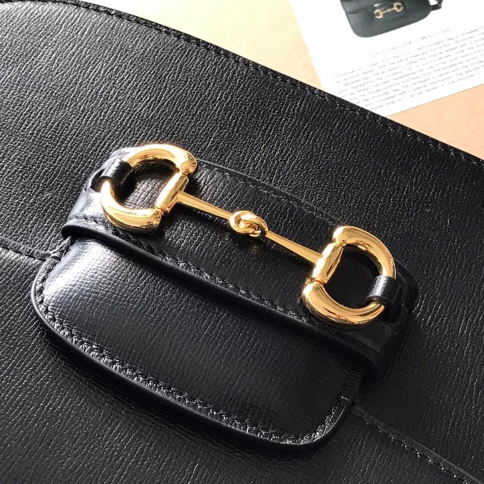 Luxury Gucci GG HORSEBIT 1955 MINI BAG 25 IN BLACK CALFSKIN