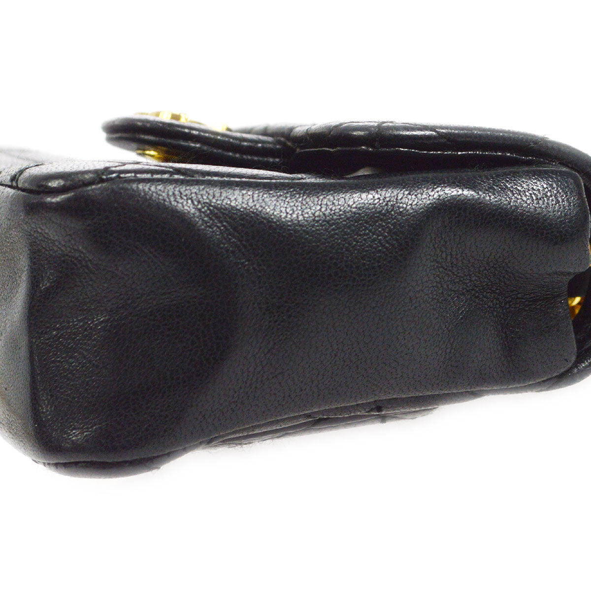 CHANEL Classic Flap Micro Bum Belt Bag Gold Chain Black Lambskin 25543