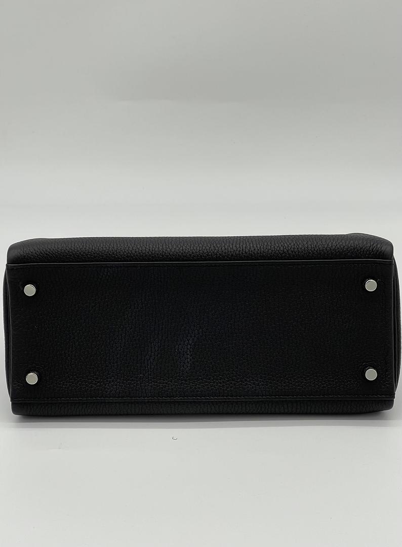 Luxury Hermes Kelly II Retourne 28 Togo Noir Palladium Hardware