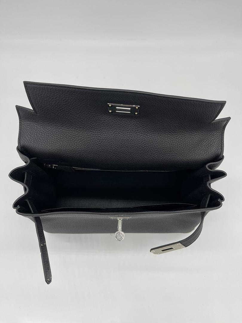 Luxury Hermes Kelly II Retourne 28 Togo Noir Palladium Hardware
