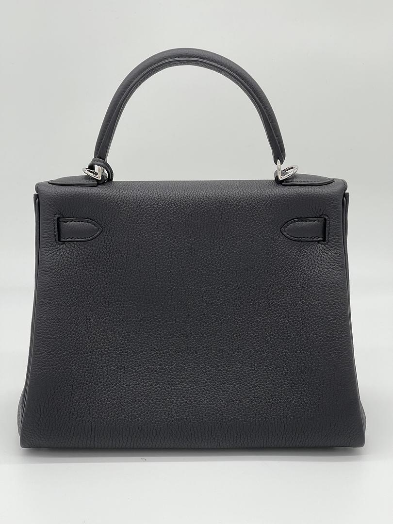 Luxury Hermes Kelly II Retourne 28 Togo Noir Palladium Hardware