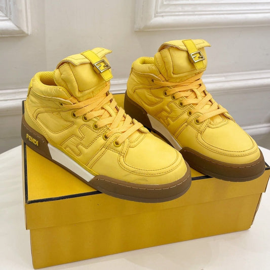 Luxury FendiLuxury FendiLOGO SOCK SNEAKER BOOTS IN CORN YELLOW LAMBSKIN
